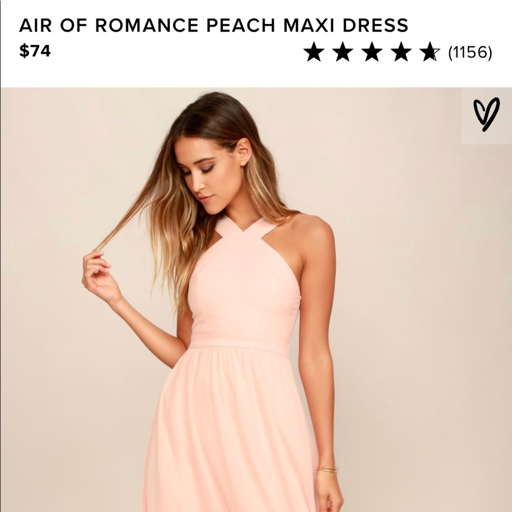 LULU’S AIR OF ROMANCE PEACH MAXI BRIDESMAID DRESS